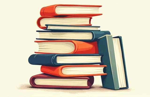 Stylized stack of books.