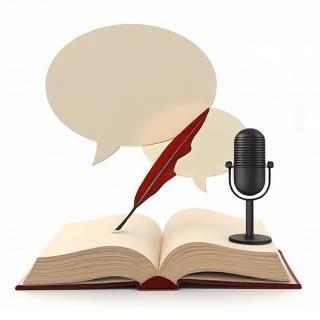 Icon representing book reviews and author interviews.